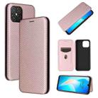 For Huawei nova 8 SE Carbon Fiber Texture Horizontal Flip TPU + PC + PU Leather Case with Card Slot(Pink) - 1