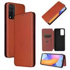 For Huawei Honor 10X Lite Carbon Fiber Texture Horizontal Flip TPU + PC + PU Leather Case with Card Slot(Brown) - 1