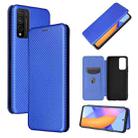 For Huawei Honor 10X Lite Carbon Fiber Texture Horizontal Flip TPU + PC + PU Leather Case with Card Slot(Blue) - 1