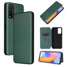 For Huawei Honor 10X Lite Carbon Fiber Texture Horizontal Flip TPU + PC + PU Leather Case with Card Slot(Green) - 1