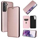 For Samsung Galaxy S30 Carbon Fiber Texture Horizontal Flip TPU + PC + PU Leather Case with Card Slot(Pink) - 1