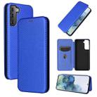 For Samsung Galaxy S21+ 5G Carbon Fiber Texture Horizontal Flip TPU + PC + PU Leather Case with Card Slot(Blue) - 1