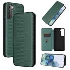 For Samsung Galaxy S21+ 5G Carbon Fiber Texture Horizontal Flip TPU + PC + PU Leather Case with Card Slot(Green) - 1