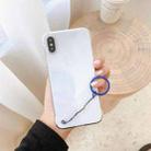 Non-frame Four-corner Shockproof PC Case with Finger Ring Strap For iPhone XS / X(Blue) - 1