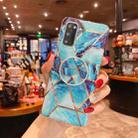 For Samsung Galaxy Note20 Splicing Marble Pattern Gilding TPU Protective Case with Foldable Holder(Blue) - 1