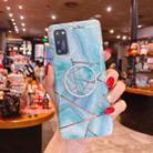 For Samsung Galaxy A41 Splicing Marble Pattern Gilding TPU Protective Case with Foldable Holder(Green) - 1