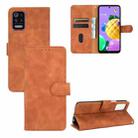 For LG K52 / K62 Solid Color Skin Feel Magnetic Buckle Horizontal Flip Calf Texture PU Leather Case with Holder & Card Slots & Wallet(Brown) - 1