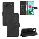 For LG K92 5G Solid Color Skin Feel Magnetic Buckle Horizontal Flip Calf Texture PU Leather Case with Holder & Card Slots & Wallet(Black) - 1