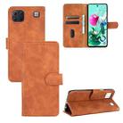 For LG K92 5G Solid Color Skin Feel Magnetic Buckle Horizontal Flip Calf Texture PU Leather Case with Holder & Card Slots & Wallet(Brown) - 1