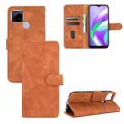 For OPPO A15 Solid Color Skin Feel Magnetic Buckle Horizontal Flip Calf Texture PU Leather Case with Holder & Card Slots & Wallet(Brown) - 1