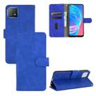 For OPPO A72 5G / A73 5G Solid Color Skin Feel Magnetic Buckle Horizontal Flip Calf Texture PU Leather Case with Holder & Card Slots & Wallet(Blue) - 1