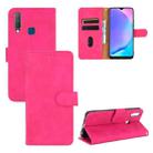 For vivo Y17 / Y15 / Y12 Solid Color Skin Feel Magnetic Buckle Horizontal Flip Calf Texture PU Leather Case with Holder & Card Slots & Wallet(Rose Red) - 1