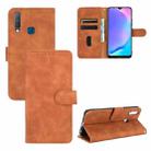 For vivo Y17 / Y15 / Y12 Solid Color Skin Feel Magnetic Buckle Horizontal Flip Calf Texture PU Leather Case with Holder & Card Slots & Wallet(Brown) - 1