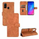 For DOOGEE N30 Solid Color Skin Feel Magnetic Buckle Horizontal Flip Calf Texture PU Leather Case with Holder & Card Slots & Wallet(Brown) - 1
