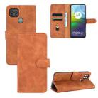 For Motorola Moto G9 Power Solid Color Skin Feel Magnetic Buckle Horizontal Flip Calf Texture PU Leather Case with Holder & Card Slots & Wallet(Brown) - 1