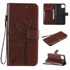 For OPPO Realme C11 Tree & Cat Embossed Pattern Horizontal Flip Leather Case with Holder & Card Slots & Wallet & Lanyard(Coffee) - 1
