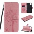 For OPPO Realme C11 Tree & Cat Embossed Pattern Horizontal Flip Leather Case with Holder & Card Slots & Wallet & Lanyard(Pink) - 1