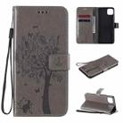 For OPPO Realme C11 Tree & Cat Embossed Pattern Horizontal Flip Leather Case with Holder & Card Slots & Wallet & Lanyard(Grey) - 1