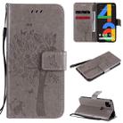 For Google Pixel 4a 4G Tree & Cat Embossed Pattern Horizontal Flip Leather Case with Holder & Card Slots & Wallet & Lanyard(Grey) - 1