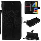 For Google Pixel 4a 4G Tree & Cat Embossed Pattern Horizontal Flip Leather Case with Holder & Card Slots & Wallet & Lanyard(Black) - 1