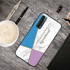 For Huawei P Smart 2021 Frosted Fashion Marble Shockproof  TPU Protective Case(Blue-violet Triangle) - 1