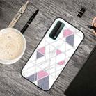 For Huawei P Smart 2021 Frosted Fashion Marble Shockproof  TPU Protective Case(White Pink Triangle) - 1