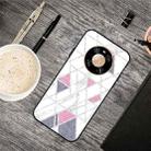For Huawei Mate 40 Frosted Fashion Marble Shockproof  TPU Protective Case(White Pink Triangle) - 1