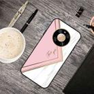 For Huawei Mate 40 Pro Frosted Fashion Marble Shockproof  TPU Protective Case(Pink Triangle) - 1