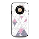 For Huawei Mate 40 Pro Frosted Fashion Marble Shockproof  TPU Protective Case(White Pink Triangle) - 2