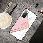 For Samsung Galaxy S20 FE Frosted Fashion Marble Shockproof  TPU Protective Case(Pink Triangle) - 1