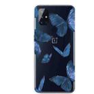 For OnePlus Nord N100 Colored Drawing Clear TPU Protective Cases(Blue Butterfly) - 2