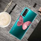 For Huawei P Smart 2021 Colored Drawing Clear TPU Protective Cases(Red Butterfly) - 1