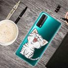 For Huawei P Smart 2021 Colored Drawing Clear TPU Protective Cases(Laughing Cat) - 1