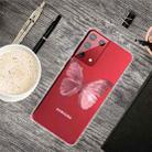 For Samsung Galaxy S21 5G Colored Drawing Clear TPU Protective Cases(Red Butterfly) - 1