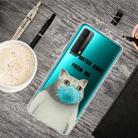 For Huawei P Smart 2021 Colored Drawing Clear TPU Protective Cases(Mask Cat) - 1