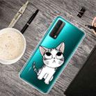 For Huawei P Smart 2021 Colored Drawing Clear TPU Protective Cases(Tilted Head Cat) - 1