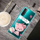 For Huawei P Smart 2021 Shockproof Painted Transparent TPU Protective Case(Cute Cat) - 1