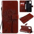 For Samsung Galaxy M51 Tree & Cat Pattern Pressed Printing Horizontal Flip PU Leather Case with Holder & Card Slots & Wallet & Lanyard(Coffee) - 1
