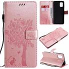 For Samsung Galaxy M51 Tree & Cat Pattern Pressed Printing Horizontal Flip PU Leather Case with Holder & Card Slots & Wallet & Lanyard(Rose Gold) - 1