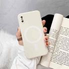 For iPhone XR Liquid Silicone Full Coverage Shockproof Magsafe Case(Beige) - 1