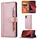 For iPhone XR Calf Texture Double Fold Clasp Horizontal Flip Leather Case with Photo Frame & Holder & Card Slots & Wallet(Rose Gold) - 1