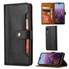 For Huawei P20 Calf Texture Double Fold Clasp Horizontal Flip Leather Case with Photo Frame & Holder & Card Slots & Wallet(Black) - 1