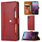 For Huawei P20 Calf Texture Double Fold Clasp Horizontal Flip Leather Case with Photo Frame & Holder & Card Slots & Wallet(Red) - 1