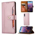 For Huawei P20 Calf Texture Double Fold Clasp Horizontal Flip Leather Case with Photo Frame & Holder & Card Slots & Wallet(Rose Gold) - 1