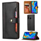 For Huawei P30 Lite Calf Texture Double Fold Clasp Horizontal Flip Leather Case with Photo Frame & Holder & Card Slots & Wallet(Black) - 1