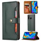 For Huawei P30 Lite Calf Texture Double Fold Clasp Horizontal Flip Leather Case with Photo Frame & Holder & Card Slots & Wallet(Green) - 1