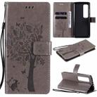 For Xiaomi Mi 10 Ultra Tree & Cat Pattern Pressed Printing Horizontal Flip PU Leather Case with Holder & Card Slots & Wallet & Lanyard(Gray) - 1