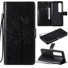 For Xiaomi Mi 10 Ultra Tree & Cat Pattern Pressed Printing Horizontal Flip PU Leather Case with Holder & Card Slots & Wallet & Lanyard(Black) - 1