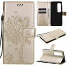 For Xiaomi Mi 10 Ultra Tree & Cat Pattern Pressed Printing Horizontal Flip PU Leather Case with Holder & Card Slots & Wallet & Lanyard(Gold) - 1