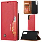 For Samsung Galaxy S21 5G Knead Skin Texture Horizontal Flip Leather Case with Photo Frame & Holder & Card Slots & Wallet(Red) - 1